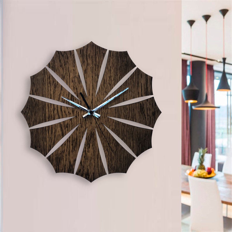 ساعت دیواری جدید چوبی (ام دی اف) در دو رنگ