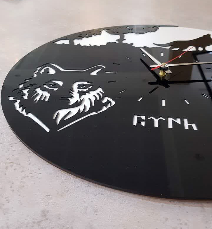 ساعت دیواری طرح قورد ساعت مشکی کد Qurt-001