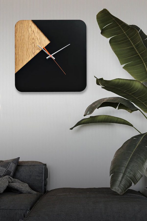 ساعت دیواری مدل دورنگ جنس چوبی (MDF)