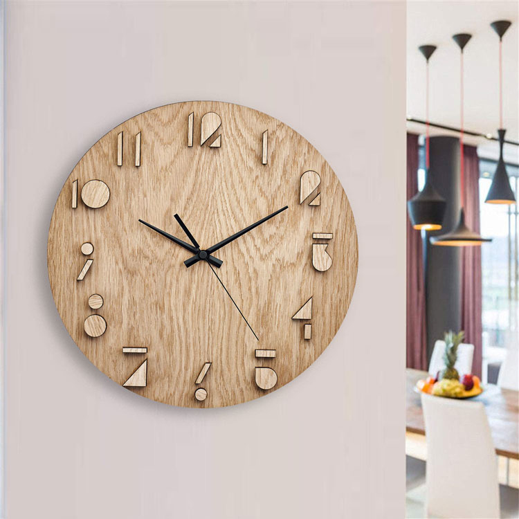 ساعت دیواری مدل Wooden با طرح چوبی و جنس MDF