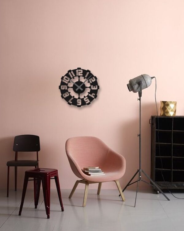 ساعت دیواری رنگ مشکی لوکس با طرح اعداد بزرگ