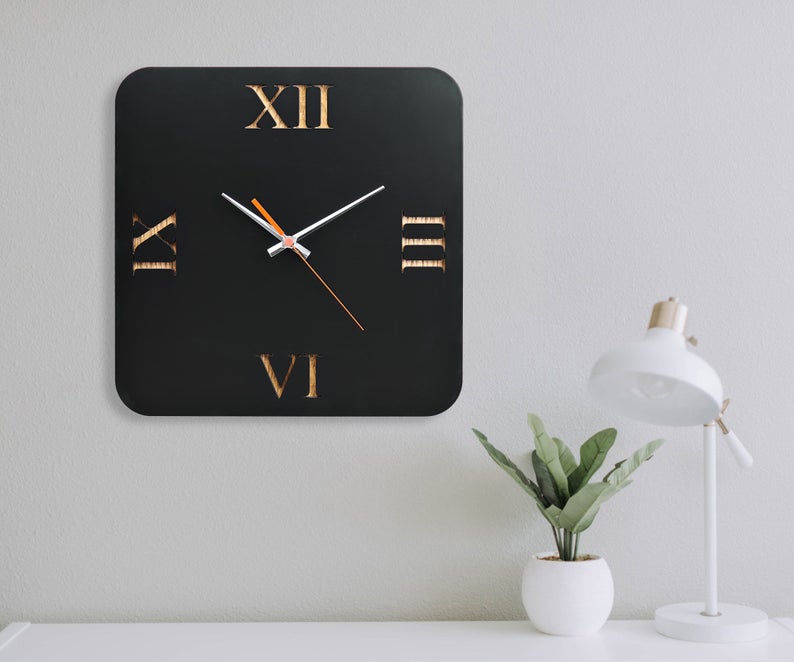 ساعت دیواری مدل black art جنس Mdf و یا ترکیب چوبی MDF و پلکسی گلس