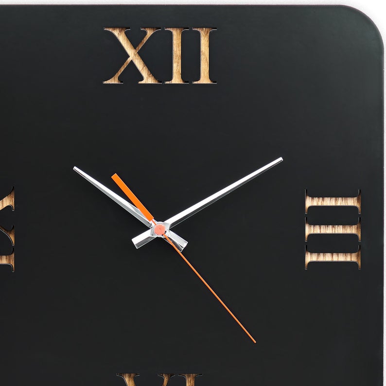 ساعت دیواری مدل black art جنس Mdf و یا ترکیب چوبی MDF و پلکسی گلس