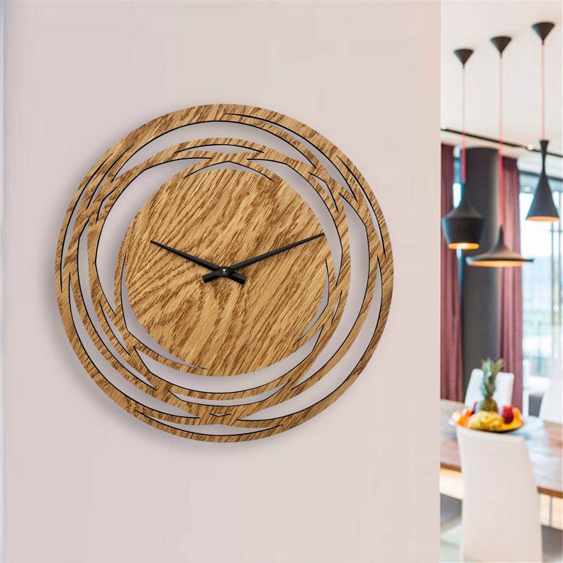 ساعت دیواری مدل اورانوس چوبی از جنس MDF و در 4 رنگ