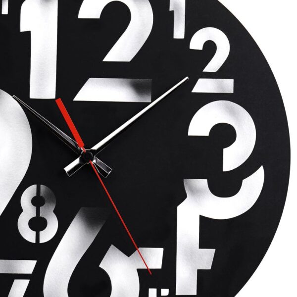 ساعت دیواری با رنگ مشکی مدرن دو جنس شیشه نشکن (پلکسی گلس) و چوبی