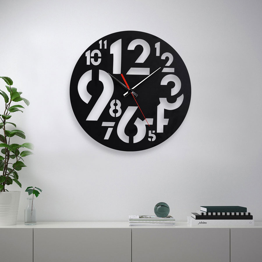 ساعت دیواری با رنگ مشکی مدرن دو جنس شیشه نشکن (پلکسی گلس) و چوبی