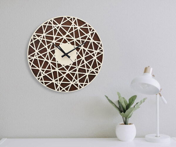 ساعت دیواری چوبی بی نظیر جنس بدنه ام دی اف در دو رنگ متفاوت