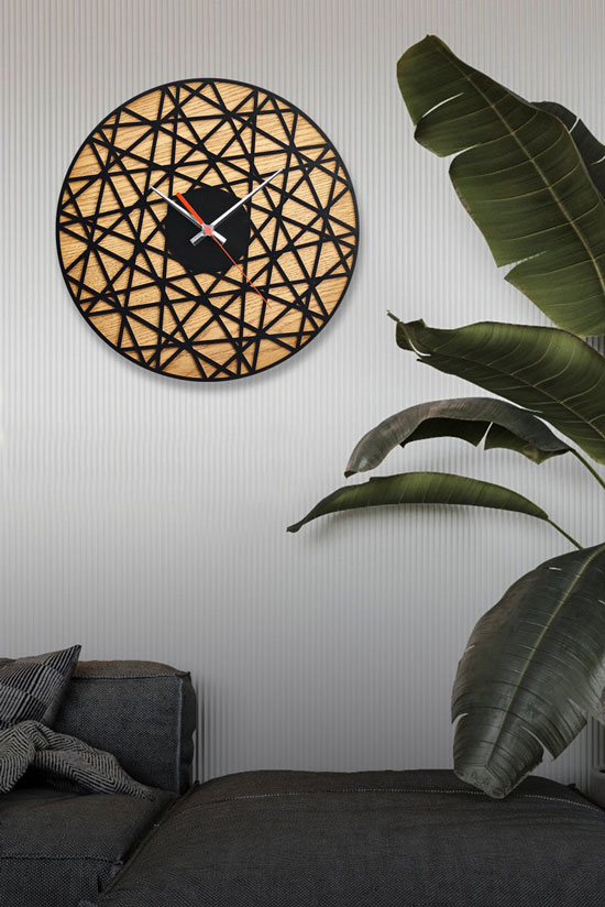 ساعت دیواری چوبی بی نظیر جنس بدنه ام دی اف در دو رنگ متفاوت