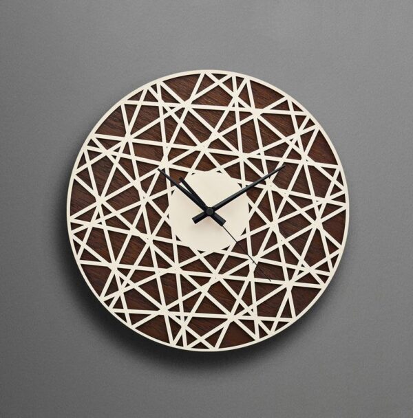 ساعت دیواری چوبی بی نظیر جنس بدنه ام دی اف در دو رنگ متفاوت