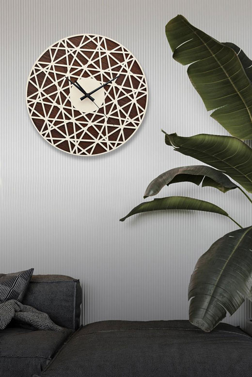 ساعت دیواری چوبی بی نظیر جنس بدنه ام دی اف در دو رنگ متفاوت