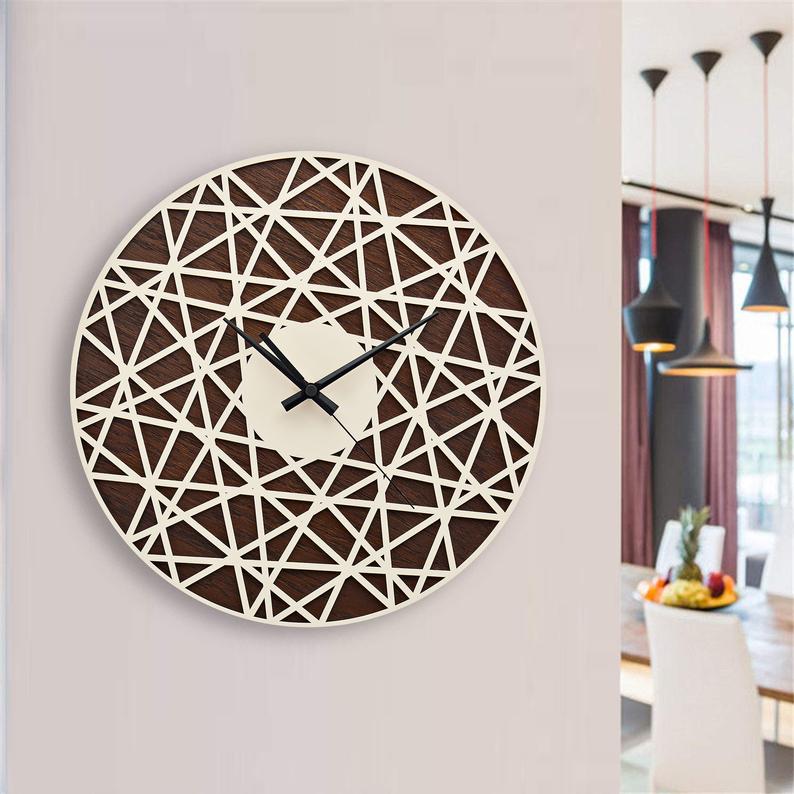 ساعت دیواری چوبی بی نظیر جنس بدنه ام دی اف در دو رنگ متفاوت