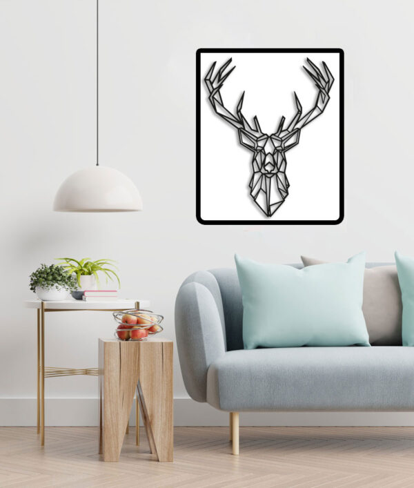 تابلو لاین آرت گوزن (دیوار کوب طرح گوزن) جنس چوبی MDF