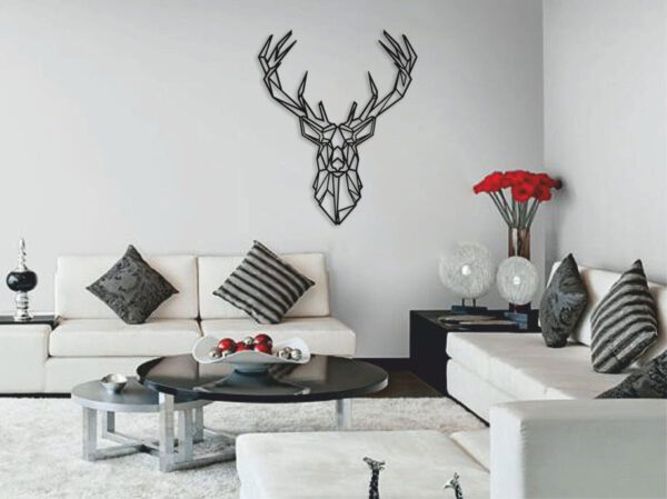 تابلو لاین آرت گوزن (دیوار کوب طرح گوزن) جنس چوبی MDF