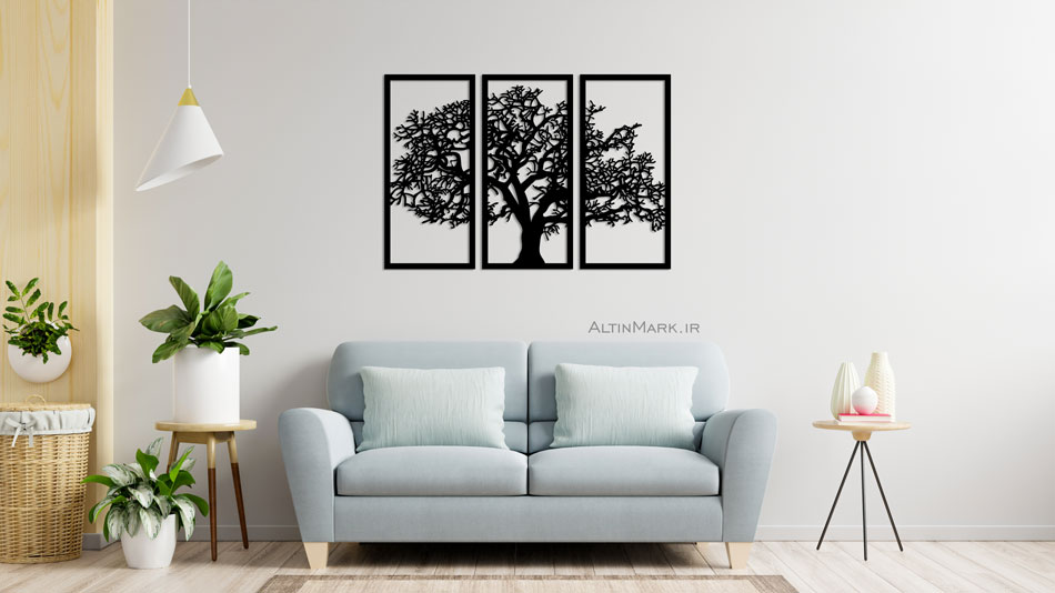 استیکر سه تکه درخت جنس چوبی MDF “تابلو استیکر” لاین آرت