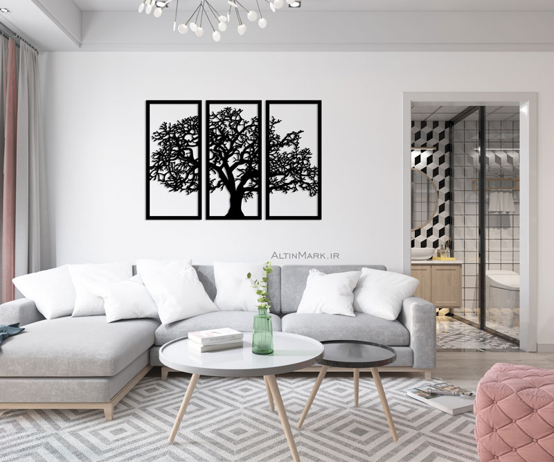 استیکر سه تکه درخت جنس چوبی MDF “تابلو استیکر” لاین آرت