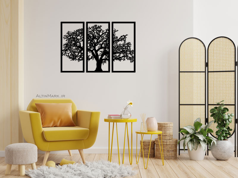 استیکر سه تکه درخت جنس چوبی MDF “تابلو استیکر” لاین آرت