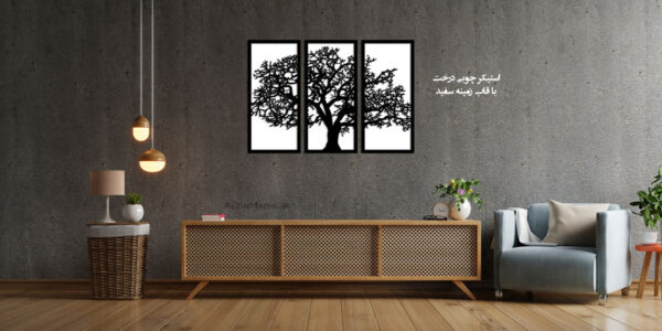 استیکر سه تکه درخت جنس چوبی MDF 