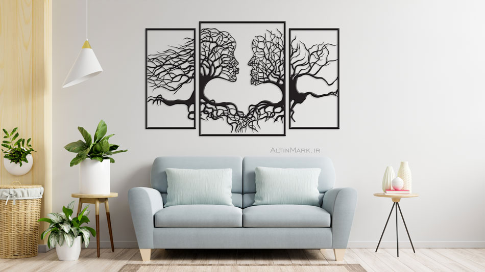 استیکر چوبی درخت عشق سه تکه جنس چوبی MDF “لاین آرت”