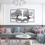 استیکر چوبی درخت عشق سه تکه جنس چوبی MDF 