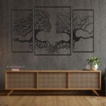 استیکر چوبی درخت عشق سه تکه جنس چوبی MDF 