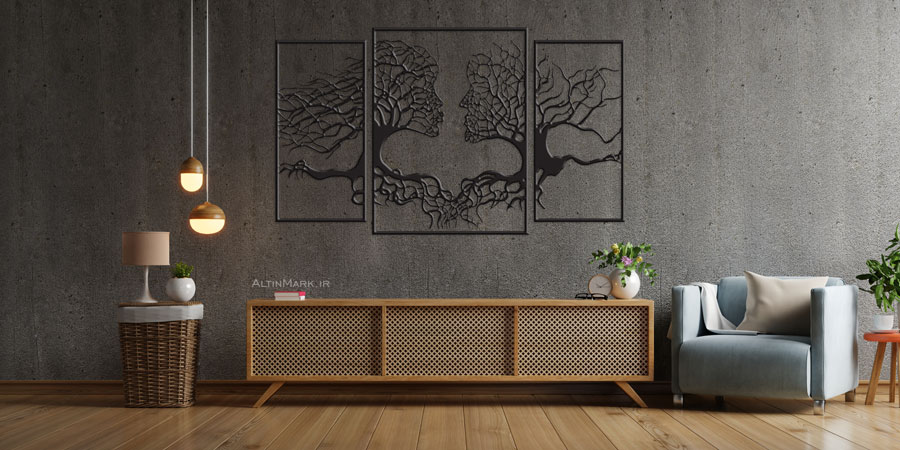 استیکر چوبی درخت عشق سه تکه جنس چوبی MDF “لاین آرت”