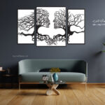 استیکر چوبی درخت عشق سه تکه جنس چوبی MDF 