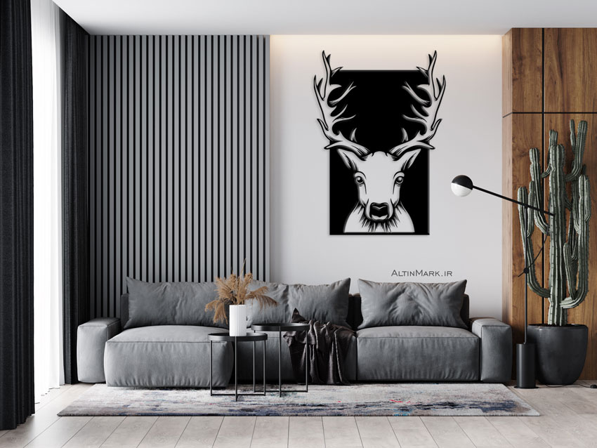 استیکر چوبی آهو جنس چوبی MDF “لاین آرت”