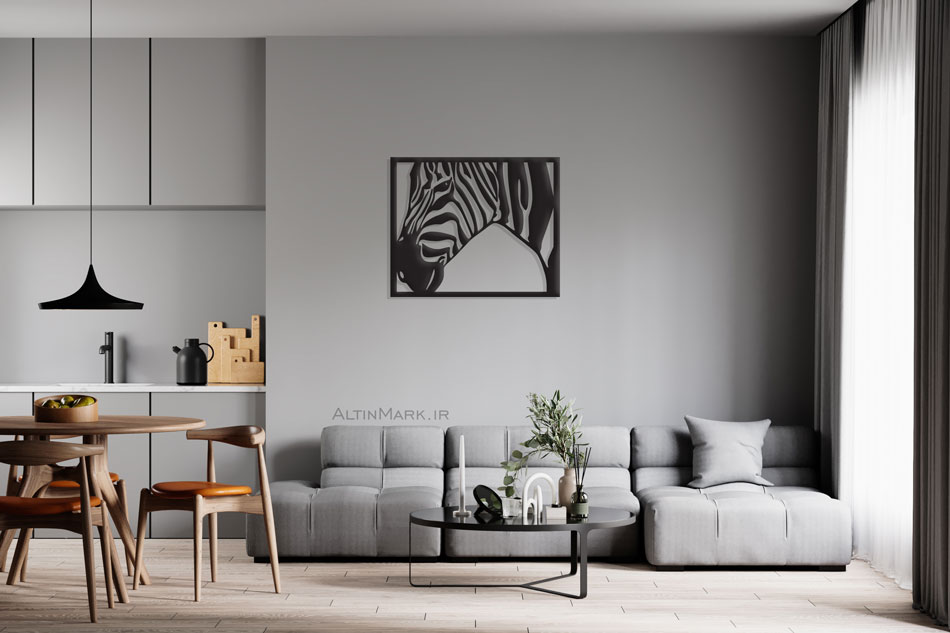 تابلو چوبی گورخر جنس چوبی MDF ” استیکر” لاین آرت