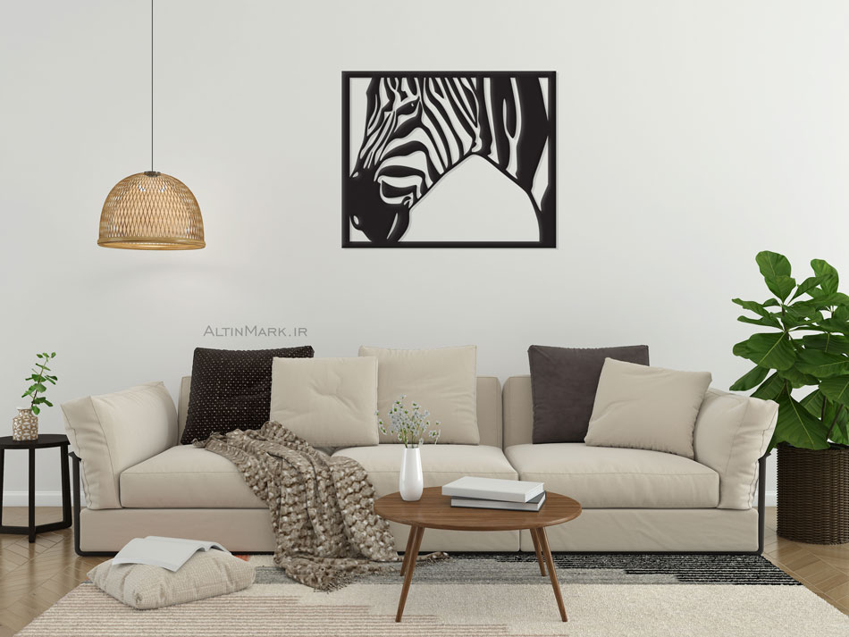 تابلو چوبی گورخر جنس چوبی MDF ” استیکر” لاین آرت