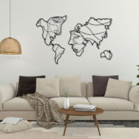 استیکر چوبی نقشه دنیا جنس چوبی MDF (لاین آرت)
