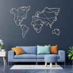 استیکر چوبی نقشه جهان جنس چوبی MDF (لاین آرت)