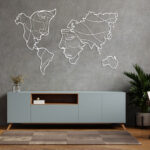 استیکر چوبی نقشه جهان جنس چوبی MDF (لاین آرت)
