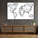 استیکر چوبی نقشه جهان جنس چوبی MDF (لاین آرت)