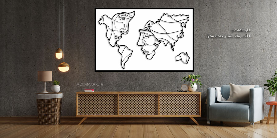 استیکر چوبی نقشه جهان جنس چوبی MDF (لاین آرت)
