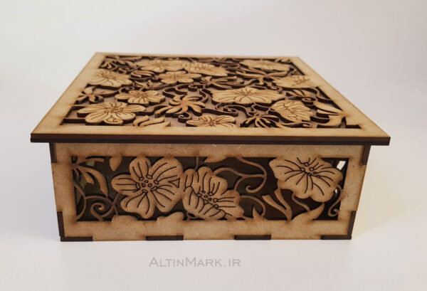 جعبه کادو طرح شکوفه جنس چوبی 