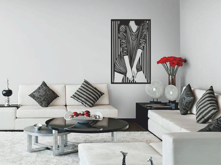 استیکر چوبی دختر جلف جنس چوبی MDF “لاین آرت” مشکی