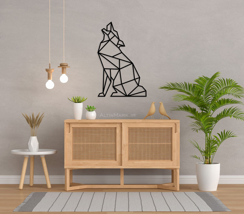 استیکر چوبی گرگ جنس چوبی MDF “لاین آرت”