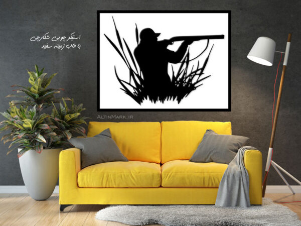 استیکر چوبی شکارچی جنس چوبی MDF 