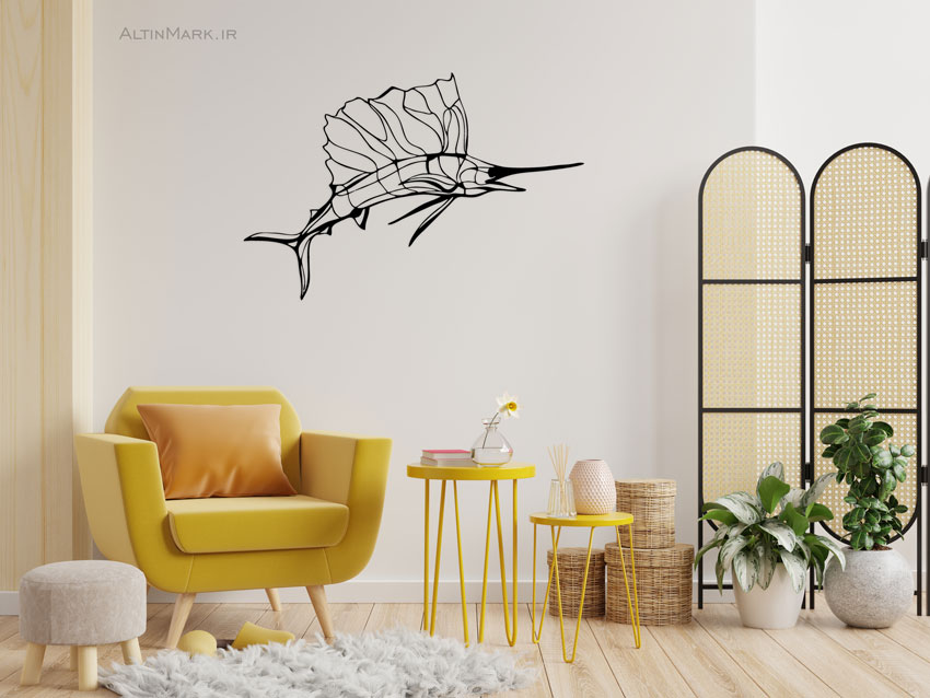 استیکر چوبی ماهی جنس چوبی MDF “تابلو استیکر” لاین آرت