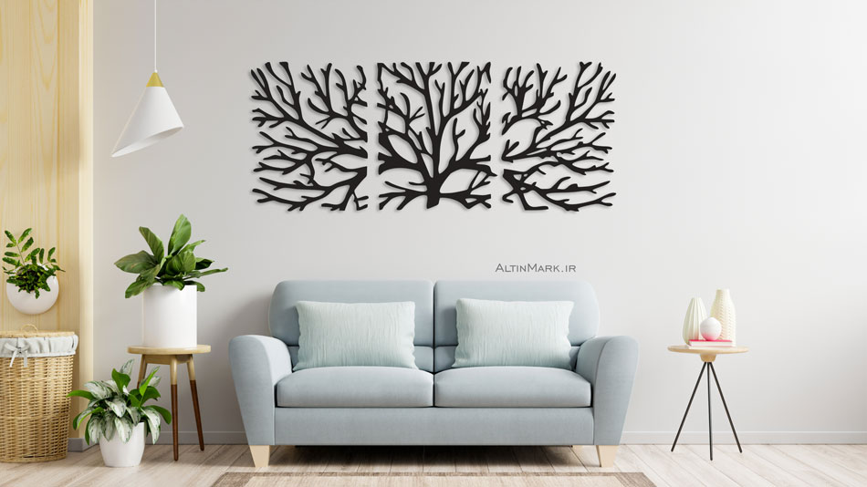استیکر سه تکه شاخسار جنس چوبی MDF “تابلو استیکر” لاین آرت