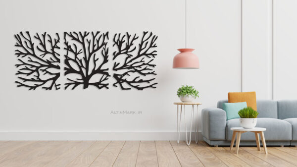 استیکر سه تکه شاخسار جنس چوبی MDF