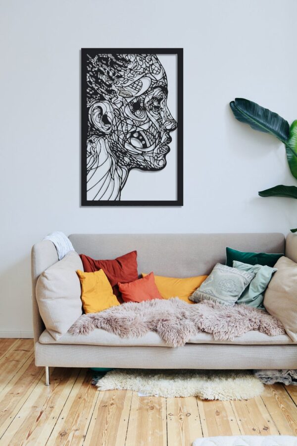 تابلو لاین آرت چهره جنس چوبی MDF