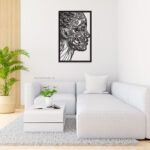 تابلو لاین آرت چهره جنس چوبی MDF 