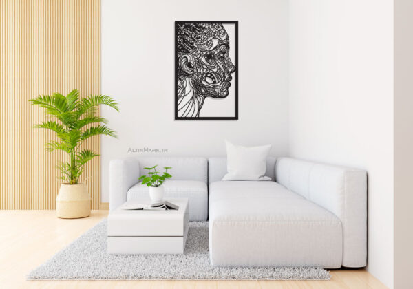 تابلو لاین آرت چهره جنس چوبی MDF