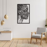 تابلو لاین آرت چهره جنس چوبی MDF 