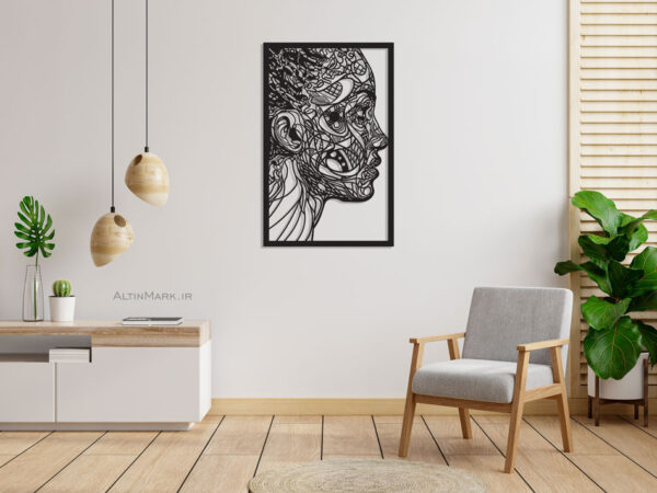 تابلو لاین آرت چهره جنس چوبی MDF