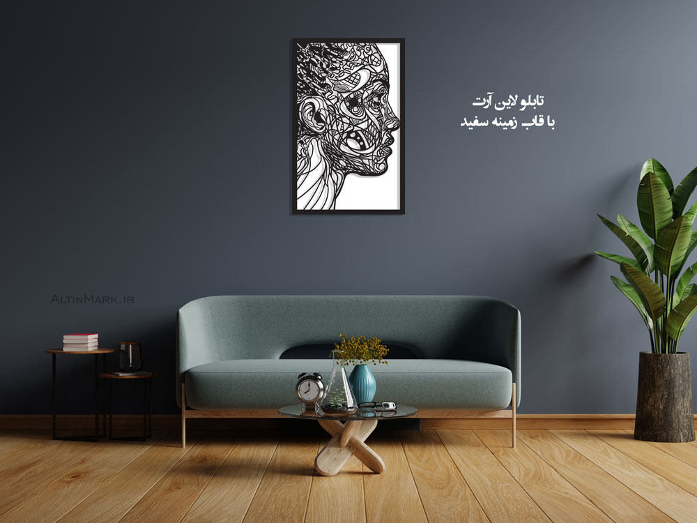تابلو لاین آرت چهره جنس چوبی MDF “تابلو استیکر”