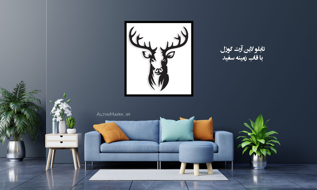 تابلو استیکر گوزن جنس چوبی MDF “لاین آرت”