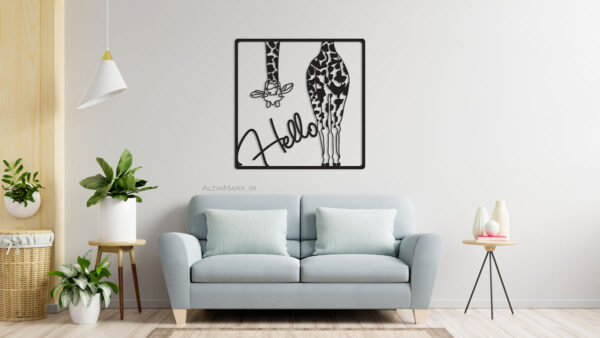 تابلو لاین آرت زرافه جنس چوبی MDF