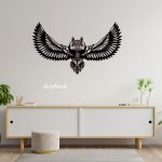 تابلو استیکر چوبی جغد جنس MDF مدل 1400